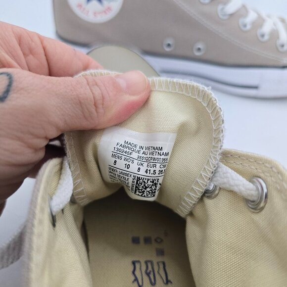 Converse | Chuck Taylor's All-Star tan canvas neutral mids sneakers | MENS 8 - Picture 4 of 8